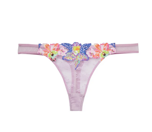 Fleur Du Mal Orchid Embroidery Thong